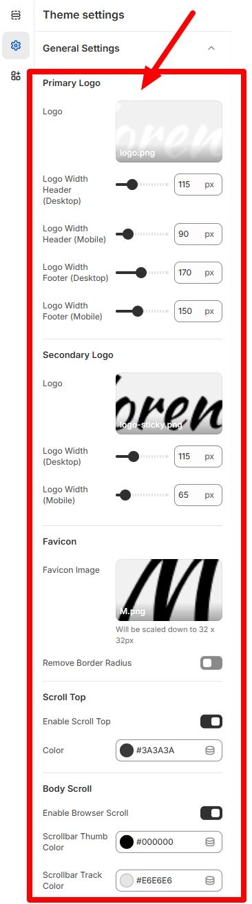 General Settings Screenshot