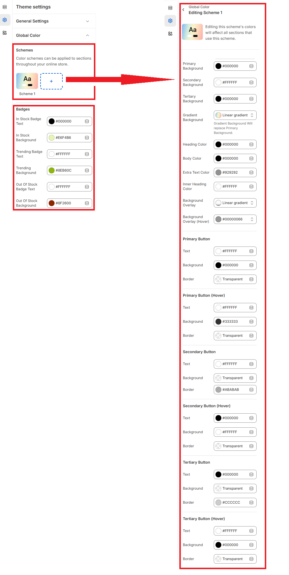 Global Color Settings Screenshot