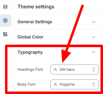 Typography Settings Screenshot