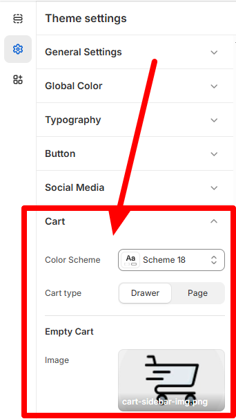 Cart Settings Screenshot